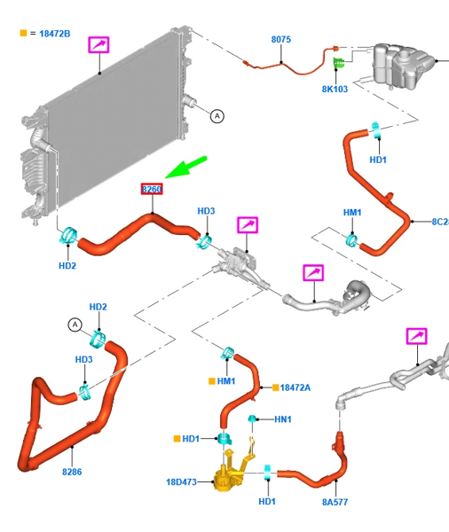 FORD OTOSAN DG938260FA | Orijinal Üst Radyatör Hortumu Ford Mondeo MK5 1.5 TDCI (2014→)