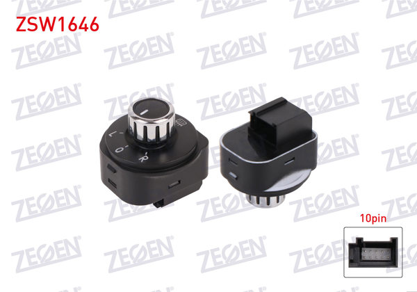 ZEGEN ZSW1646 | Ayna Ayar Düğmesi Rezistanslı Krom 10 Pin Volkswagen Polo 2010-2013