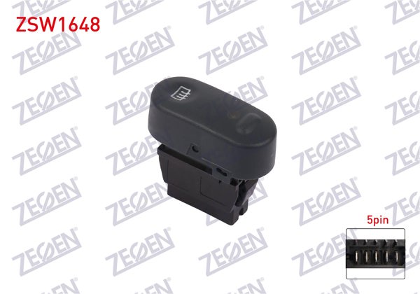 ZEGEN ZSW1648 | Rezistans Anahtarı 5 Pin Yesıl Işık Renault Clio II-Symbol-Kangoo 2001 -