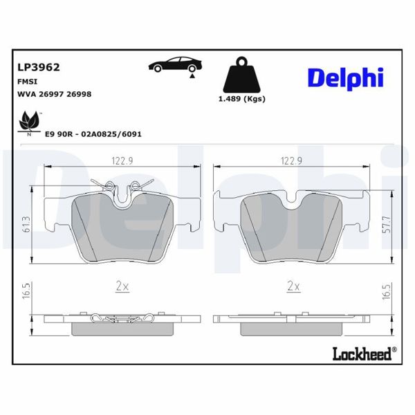 DELPHI LP3962 | Fren Balatası Arka BMW G60 G45 22 >