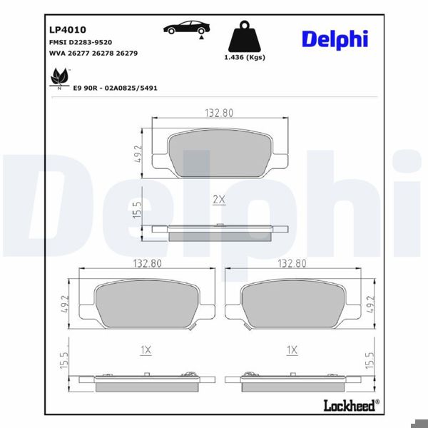 DELPHI LP4010 | Fren Balatası Arka Tesla Model 3 Model Y 21 >