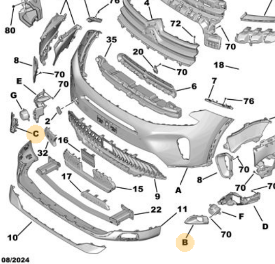 MOPAR (PSA) 16853218XT | Sis Far Çerçevesi C5 Aircross C84 22-