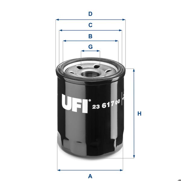 UFI 23.617.00 | Yağ Filtresi (Subaru Frotster-Impreza-Honda Civic VIII Sedan 2005-2012)