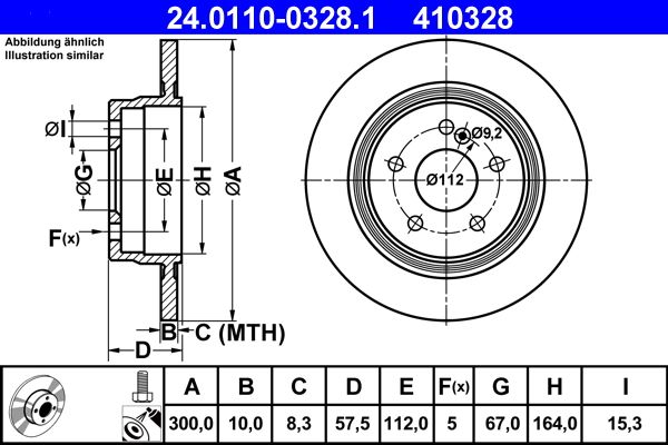 ATE 24.0110-0328.1 | Fren Diski Arka Mercedes W204 07 > W212 09 > | 2 Adet