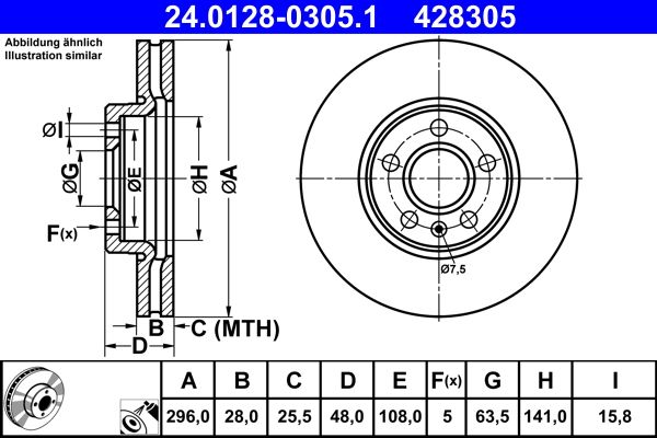 ATE 24.0128-0305.1 | Fren Diski | 2 Adet