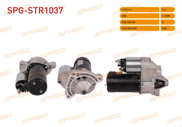SPAGO SPG-STR1037 | Marş Motoru 12V 1.1Kw 9 Dıs Cw (Str3020) 106 206 207 301 306 307 / C2 C3 C4 Saxo Xsara (Benzinli Araclar İçin)