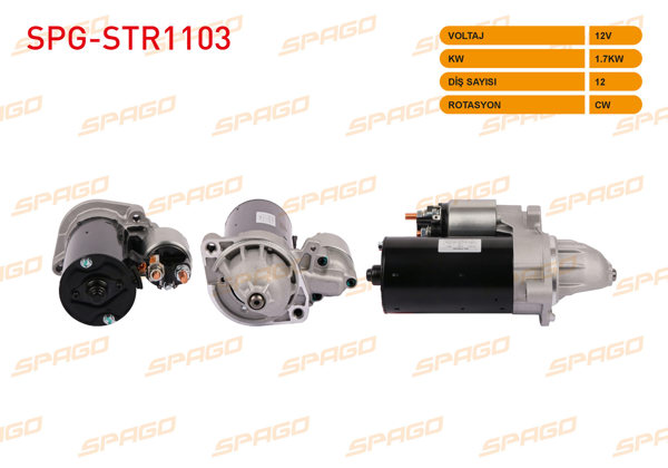 SPAGO SPG-STR1103 | Marş Motoru 12V 1.7Kw 12 Dıs Cw (Str6440) C (W204)-E (W211)-Sprinter 06-18 (Dizel Araclar İçin)