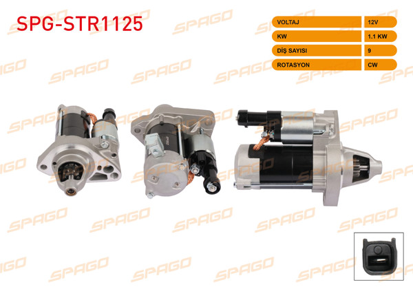 SPAGO SPG-STR1125 | Marş Motoru 12V 1.1Kw 9 Dıs Cw (Str4840) Civic 05-12-Accord 08-15-Cr-V 06-12