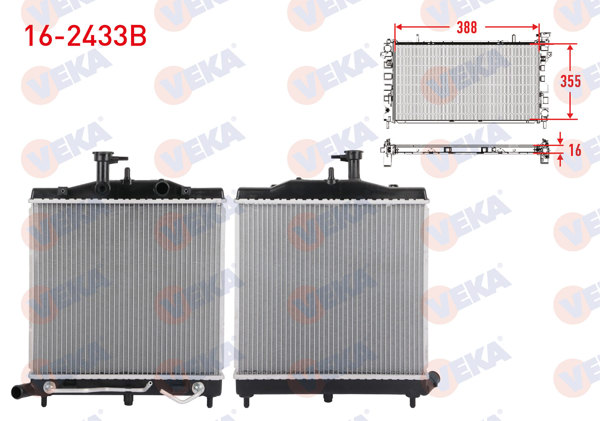 VEKA 16-2433B | Su Radyatörü Brazing Kia Picanto I (Sa) 1.1 2004-2011