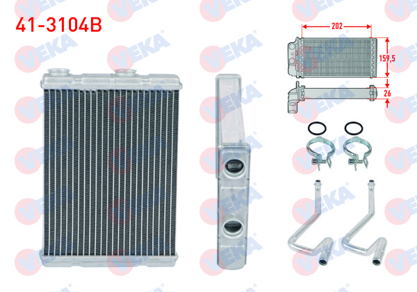 VEKA 41-3104B | Kalorifer Radyatörü Brazing (5.5mm Fin) Nissan Qashqai (J11) 1.2 Dıg-T-1.5 DCI-1.6 DCI-1.6 Dıg-T 2014 -