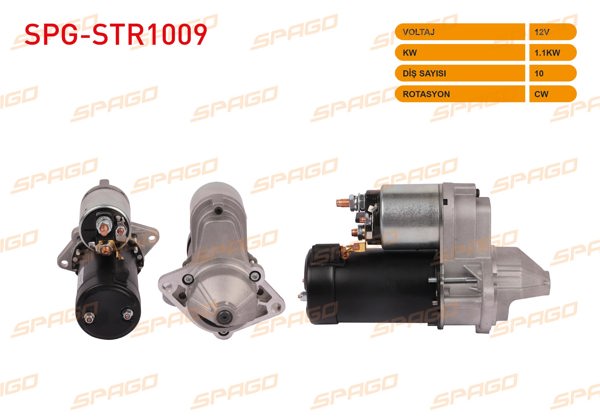 SPAGO SPG-STR1009 | Marş Motoru 12V 1.1Kw 10 Dıs Cw (Str3010) Astra F G H 91-10-Vectra 88-08-Corsa 82-03 (1.2 1.4 1.6 Benzinli Araclar İçin)