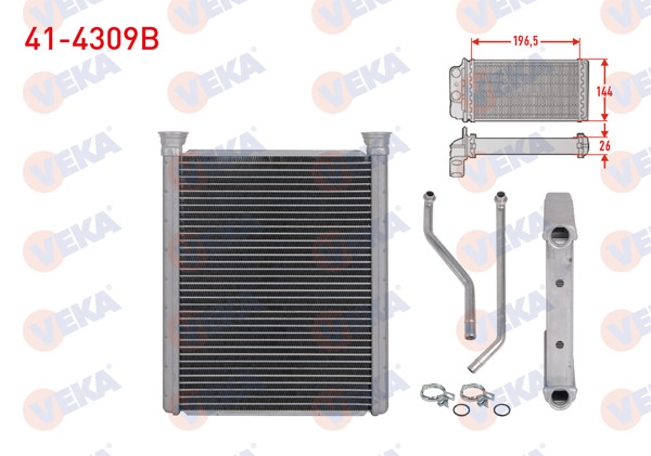 VEKA 41-4309B | Kalorifer Radyatörü Brazing (4mm Fin) Toyota Yaris (P9) 1.3 Vvt-I-1.33 Vvt-I-1.4 D-4D 2006-2010