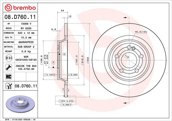 BREMBO 08D76011 *2 | Fren Diski Arka W177 19 > W247 18 > C118 19 > H247 20 > | 2 Adet