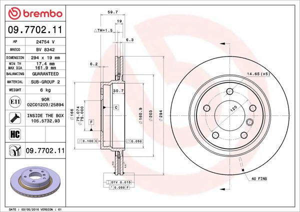 BREMBO 09770211 *2 | Fren Diski Arka Havalı BMW E46 98 > 05 | 2 Adet