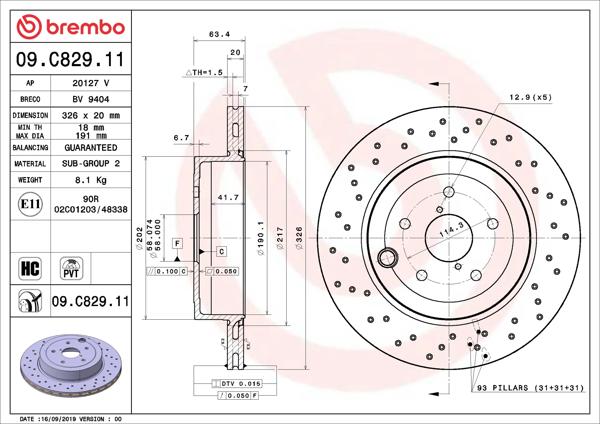 BREMBO 09.C829.11 | Fren Diski Arka UV Coated Subaru | 2 Adet