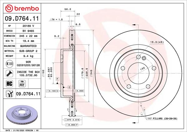 BREMBO 09D76411 | Fren Diski Arka Mercedes G-Class W463 18 >