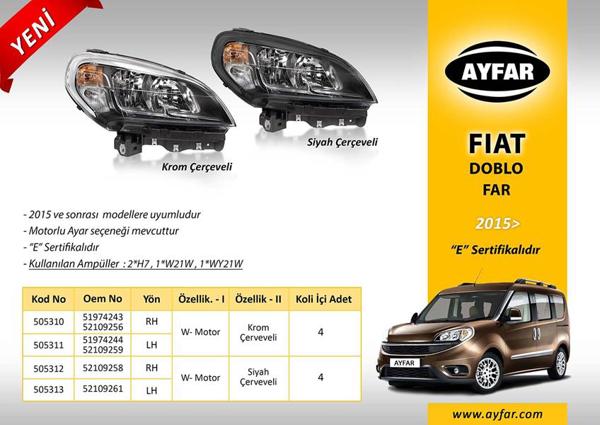 AYFAR 505312 | Far Sağ Motorlu Fiat Doblo 15 > Siyah Çerçeveli