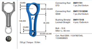 BMY 1701 | Piston Kolu BMW N47/B47 E60 E90 E87 F20 F01 G30 E84 E83 E70 E71 F48 F15