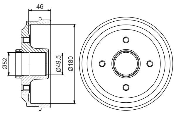 BOSCH 0986477155 | Arka Fren Kampanası Komple Rulmanlı Peugeot P106 93 > 04 P206 98 > 12 Citroen Saxo 96 > 04 Ax 91 > 96 180 X80x52mm 4Dl | 2 Adet