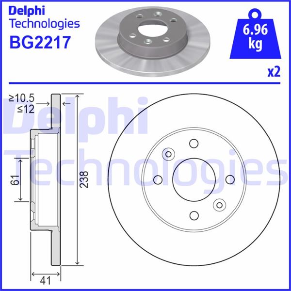 DELPHI BG2217 | Fren Diski Ön Hava Kanalsız Clio E.M. Express R9 R11 R19 Logan Symbol Thalia Twıngo 1.4 K7j 1.2 D7f D4f