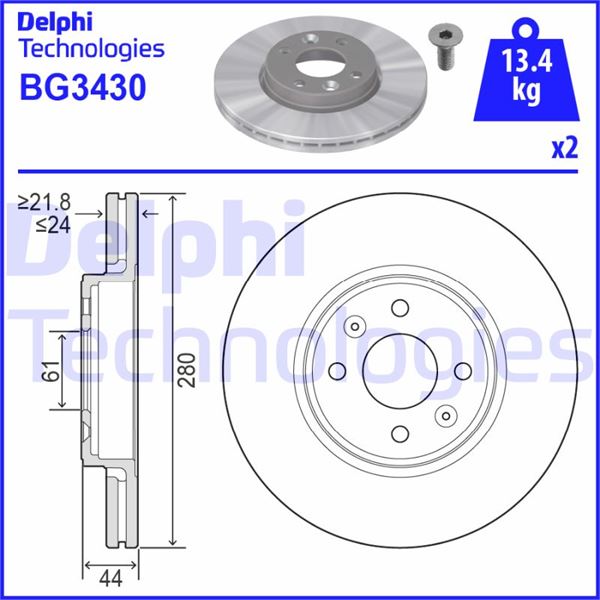 DELPHI BG3430 | Fren Diski Ön Renault Captur Clio Kangoo Kangoo Express Lagu 96 -