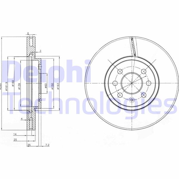 DELPHI BG3989 | Fren Diski Ön Opel Astra H/Combo C/Meriva A 280mm