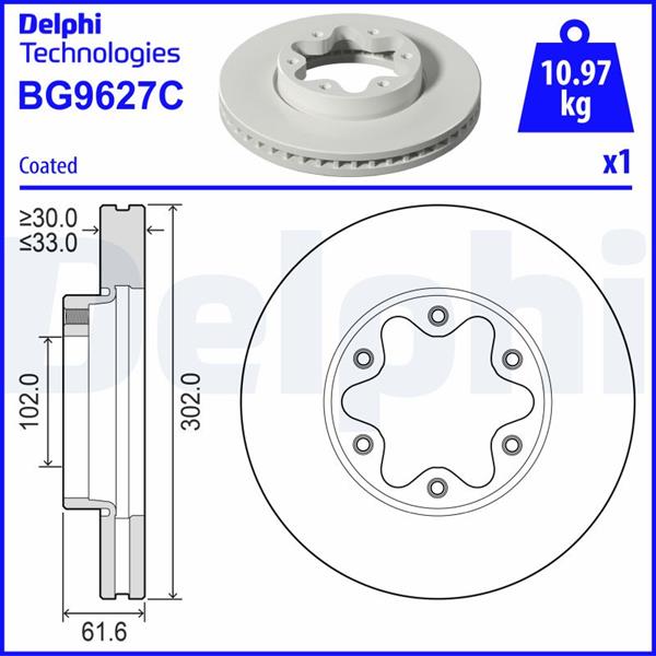 DELPHI BG9627C | Fren Diski Ön Ford Transit 14 > 500 Seri Tek Teker Tekli Paket