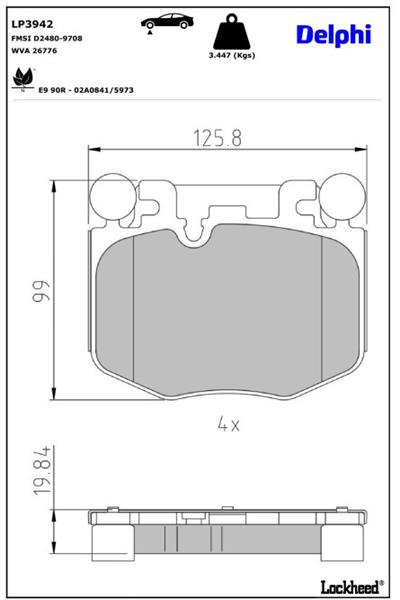 DELPHI LP3942 | Fren Balata Ön 20 > 4-Seri (G22)-X5