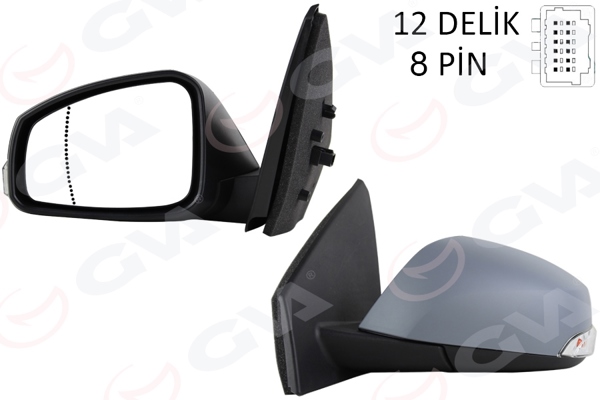 GVA 1011325-1 | Elektrikli Isıtmalı Sinyalli Katlanır Astarlı Konveks Sağ R Megane Fluence 08 -