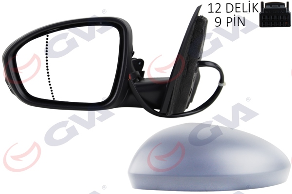 GVA 1011441 | Dış Dikiz Aynası Sol Megane 15 > Elektrikli Isıtmalı Katlanır Sinyalli Astarlı Asferik Vm-6142Ebfpal