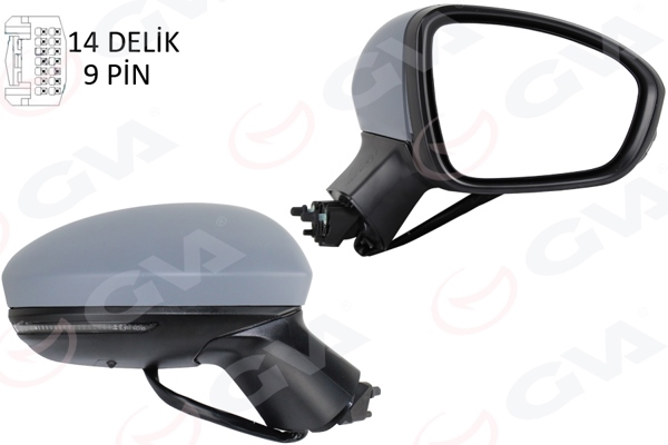 GVA 1014344 | Dış Dikiz Aynası Sağ Elektrikli Isıtmalı Sinyalli Sensörlü Astarlı Konveks Clio V 19-12H9p