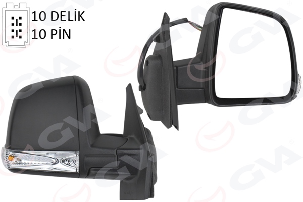 GVA 1029112 | Dış Dikiz Aynası Elektrikli Sağ Doblo III 2011 Md. Sinyalli Katlanır / Power Flok Desenli 10 Fiş
