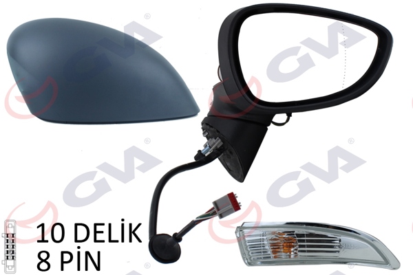 GVA 1037231 | Dış Dikiz Aynası Sağ Ford Fiesta 13 > Elektrikli Isıtmalı Katlanır Astarlı 10 Delik-8 Pin 10 Fiş Vm-6326Nebar 1748313