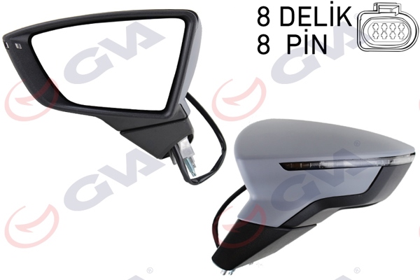 GVA 1061615 | Dış Dikiz Aynası Sol Leon 12 > Elektrikli Katlanır Isıtmalı Sensörlü Sinyalli Astarlı Konveks Vm-367Ebl