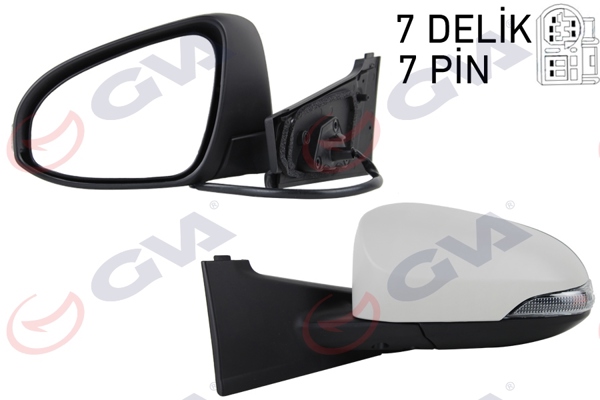 GVA 1071222 | Dış Dikiz Aynası Sol Elektrikli Isıtmalı Sinyalli Astarlı Dış Bükey Toyota Yaris 1.33L 1Nr-Fe Nsp130 12-17 / 1.4L 1Nd-Tv Nlp130 12-18