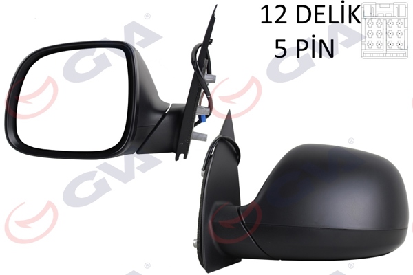 GVA 1075546 | Dış Dikiz Aynası Sol Transporter T6 Caravelle 10 > Elektrikli Isıtmalı Asferik 5 Fiş Vm-6196Ehal