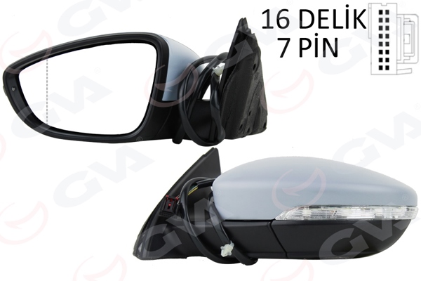 GVA 1075721 | Dış Dikiz Aynası Sol Jetta 11 > Elektrikli Isıtmalı Sinyalli Astarlı Asferik 7 Fiş Vm-6381Ehpal