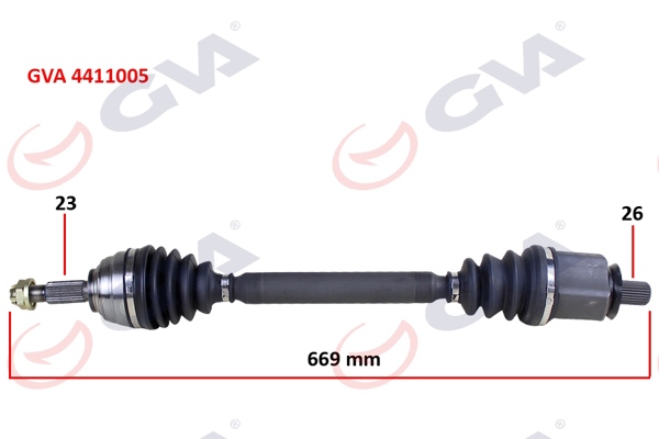 GVA 4411005 | Komple Aks Sol Megane II 1.6 16V 03-08 669mm Auto.