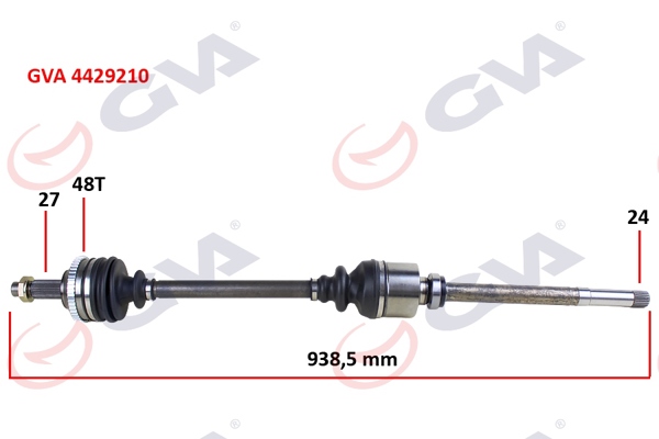GVA 4429210 | Komple Aks Sağ Scudo-Expert-Jumpy 1.9D 96-06 ABS Li 48Diş 938mm
