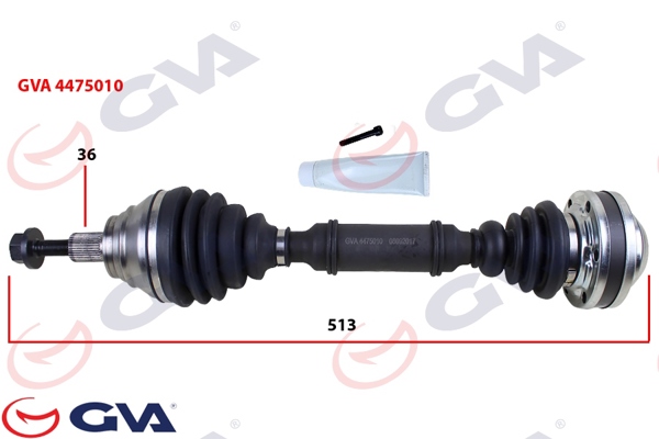 GVA 4475010 | Komple Aks Sol Caddy III 1.9 TDI 04-10 Bjb 513mm