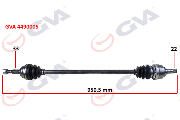 GVA 4490005 | Komple Aks Sağ Astra G 1.4 / 1.6 16V 98-05 950mm