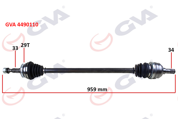 GVA 4490110 | Komple Aks Sağ Vectra B 1.6İ-1.8İ-2.0İ 95-03 ABS Li 29 Diş 959mm
