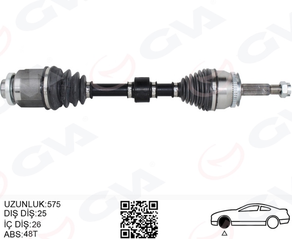 GVA 4491151 | Komple Aks Sağ Getz 1.5 CRDI 03-09 ABS Li 48Diş 578mm