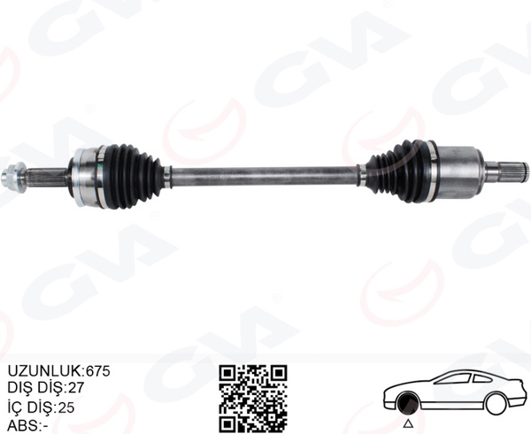 GVA 4491155 | Komple Aks Sol Hyundai Bayon 1.0L 1.4L G3le G4lc 21-> 25X27 Komple Boy 675mm