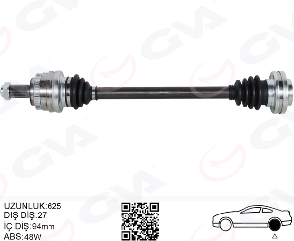 GVA 4499182 | Komple Aks Arka Sol BMW E46 E36 Arka Sağ Sol 625mm