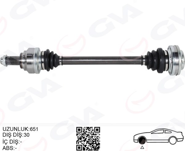 GVA 4499200 | Komple Aks Sağ / Sol BMW E60 E63 E64 E65 E66 E87 E90 E92 E93 E81 E82 651mm Diş 30