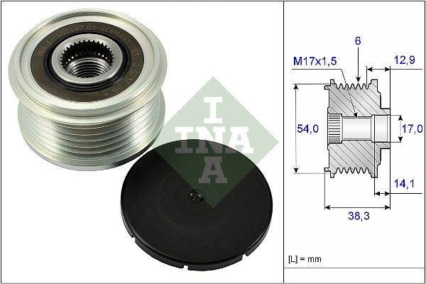 INA 535026410 | Alternatör Kasnağı 13-Pt.208-301-308-2008-C3-C4-Ds3-Ds4 1.2Vti-Thp