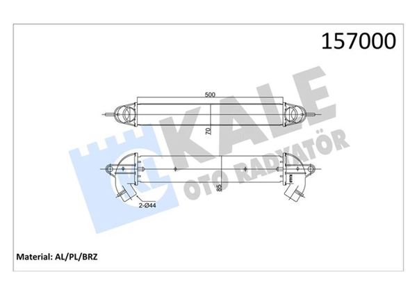 KALE RADYATÖR 010CAC010 | Turbo Radyatörü (Intercooler) Fiat Doblo 1.3 Mjt 1.9 JTD 2001-2010