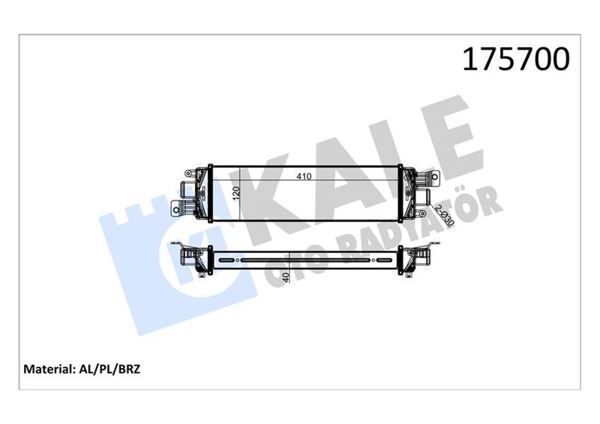 KALE RADYATÖR 010CAC020 | Turbo Radyatörü (Intercooler) Al/Al Bilezikli Fiat Albea 1.3 JTD 03-