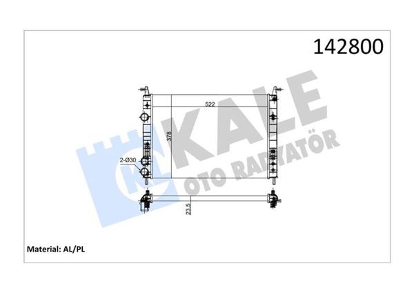 KALE RADYATÖR 0131282AL | Su Radyatörü 2 Sıra Alüminyum Klimalı Fiat Palio/Albea 1.2-1.6 96-13